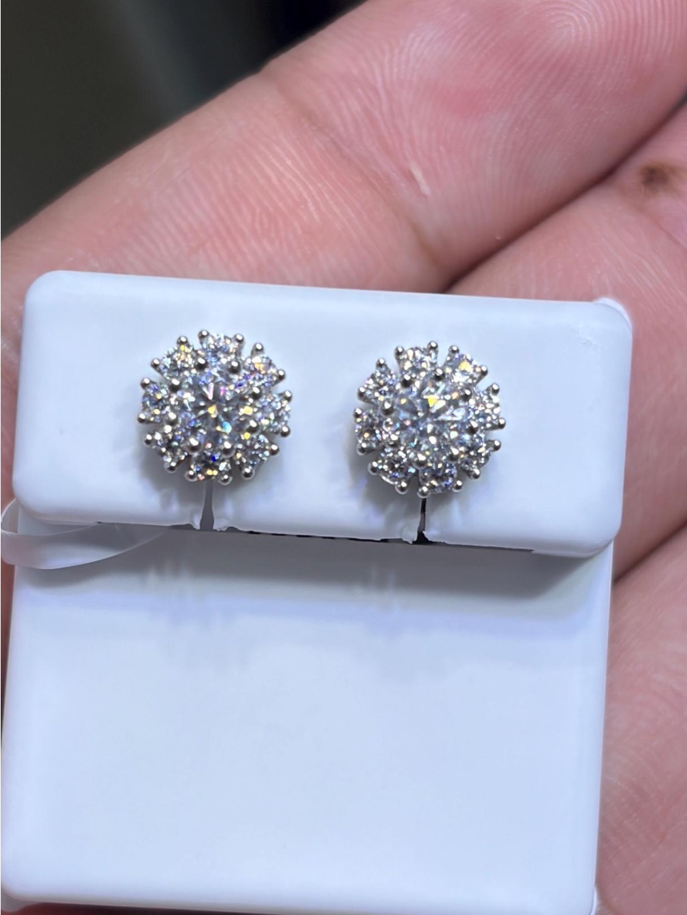 Sunburst Cluster Moissanite Stud Earrings